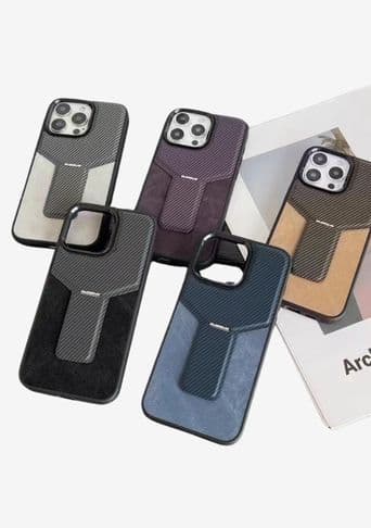 Coque iPhone Effet Carbone avec Anneau Support Rotatif