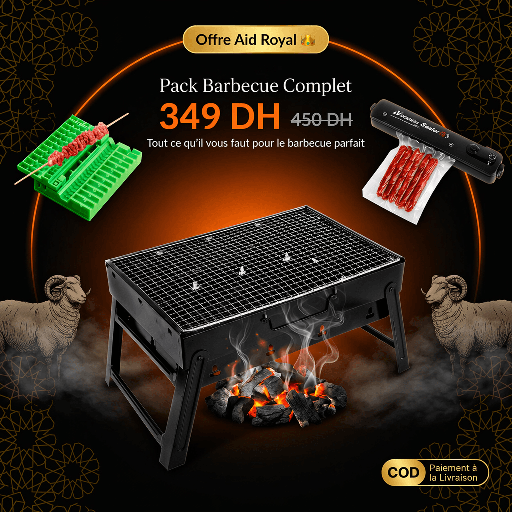 Pack Barbecue Complet : Grill + Outil Kebab + Scelleur Sous-Vide